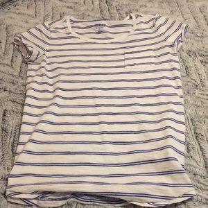 Blue and white stripped short sleeve shirt